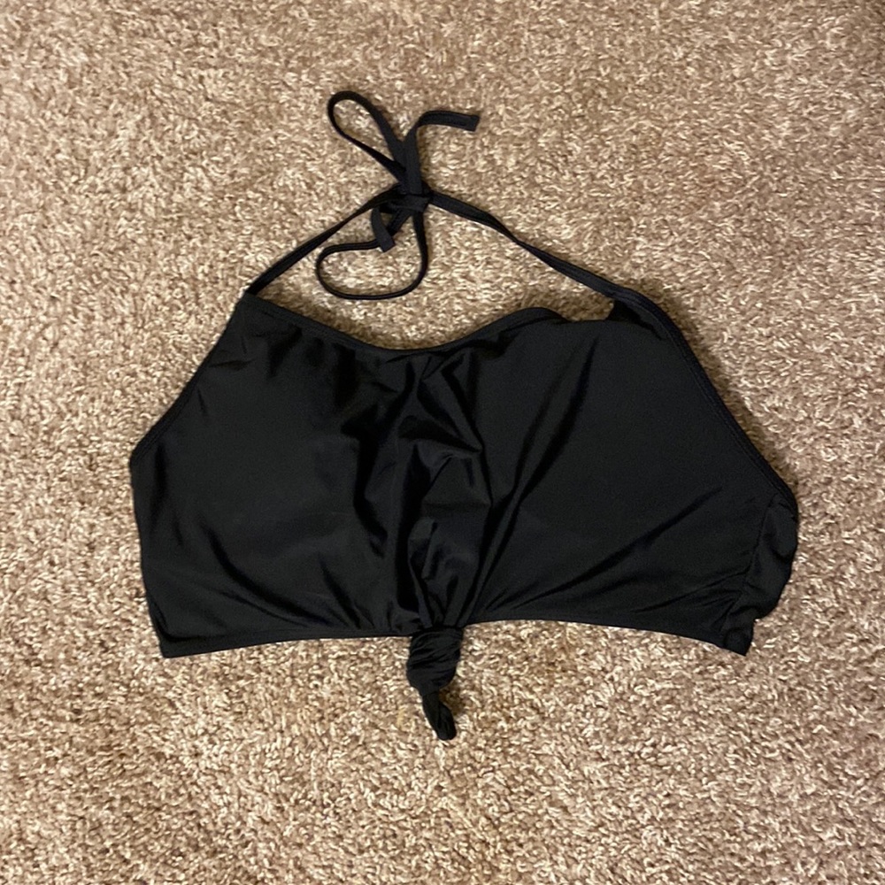 Black tie front bikini top